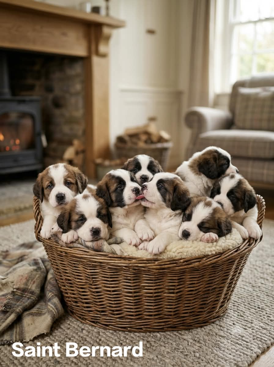 9411137110 Saint Bernard Cute Puppy-Temperament, friendly, gentle, outgoing, playful, Intelligence - Dog